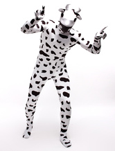 Morph Suit White Cow Printed Zentai Suit Full Body Lycra Spandex Bodysuit