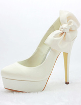 Charming Champagne Satin Bow Bridal High Heel Shoes