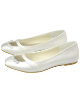 ivory satin flat shoes