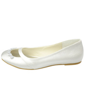ivory satin flat shoes
