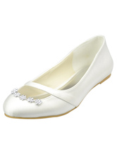 ivory satin flat shoes