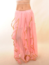 Pink Chiffon Ruffles Belly Dance Long Skirt