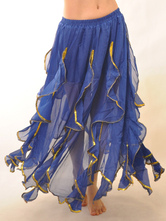 Элегантный синий шифон Ruffles танец живота длинная юбка