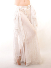 Disfraz Carnaval Falda de danza de vientre de seda elástica blanca Halloween
