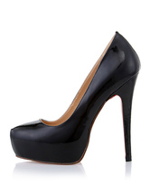 Negro Zapatos de Tacón Alto con Plataforma para Mujer 2024 de Charol con Tacón Aguja Antideslizantes sin Tirantes 