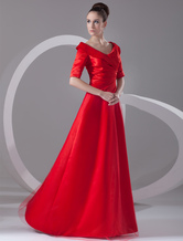 Hierárquico de cetim vermelho chique vestido de noite de abertura de cama colar feminino