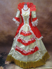 Vintage Princess Costume Red Rococo Ball Gown Women's Ruffle Half Sleeve Maxi Royal Vintage Costume Dress Halloween
