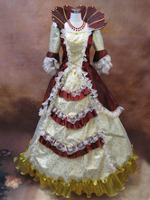 中世 ドレス 女性用 プリンセス 貴族ドレス レッド 七分袖 ロココ調 祝日 レトロ ヨーロッパ 宮廷風 中世 ドレス・貴族ドレス