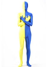 Morph Suit Yellow and Blue Patchwork Zentai Suit Full Body Lycra Spandex Bodysuit