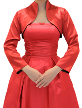 Rojo Satén nupcial mantón frente abierto de la boda chaqueta