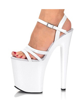 Exotic White Strappy Leather Platform Women's Sexy Sandals Stripper Shoes