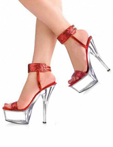 Pole Dance Shoes Xmas Women's Ankle-Strapped Sandals Exotic Glitter Sequined Women's Sexy Shoes Stripper Shoes