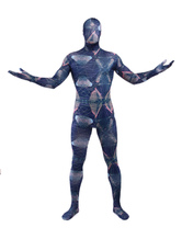 Morph Suit Blue Geometric Pattern Zentai Suit Full Body Lycra Spandex Bodysuit