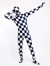 Zentai Multicolor elegantes ternos Lycra Spandex xadrez completo corpo unissex Halloween