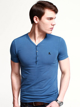 Black Buttons Denim T-Shirt For Men - Milanoo.com