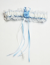 Hochzeitsstrumpfband mit Blumen-Deko in Weiß 