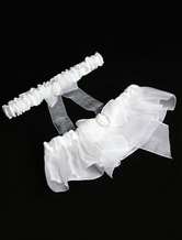 Hochzeitsstrumpfband mit Schleife in Weiß 