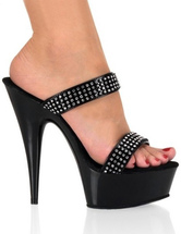 Zapatillas negras de con diamante de imitación de estilo sexy 