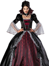 Traje de Halloween preto fantasia de vampiro para mulher
