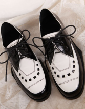 color block leather loafers