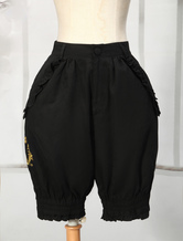 Pantalones cortos de algodón mezclado negro con bordado