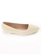 beaded white flats