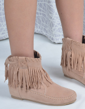 flat booties with fringe