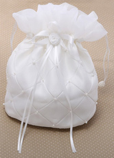 Pearls Ecru White Wedding Handbag For Brides