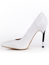 Attractive White Stiletto Heel PU Leather Pointed Toe Women's High ...
