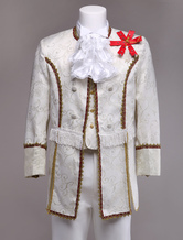 Royal Retro Costume Men's White European Vintage Prince Charming Costume Outfit Halloween