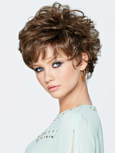 Light Brown Heat-resistant Fiber Curly Quality Short Wig For Woman 