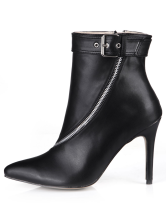 black pointed toe stiletto booties