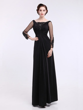 Black A-line Ruched Long Sleeves Beautiful Fashion Dress For Mother of the Bride  Milanoo