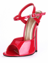 Synthétique brevets rouge supérieure Peep Toe sandales Sexy 