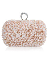 Light Pink Wedding Handbag Pearls Glitter Alloy Handbag