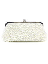 Beautiful Glitter Ecru White Beaded Evening Bag for Woman 