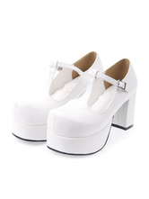 Lolitashow Lovely Round Toe PU Leather Street Wear Lolita Shoes 
