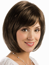 Luce marrone fibra resistente al calore lato donna breve parrucca di troncatura 