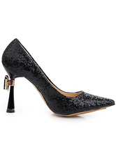 silver heels with bow on back
