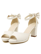 white platform heels with bow