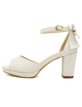 white platform heels with bow