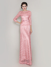 Pink Sheath Lace Dress For Mother of Bride 