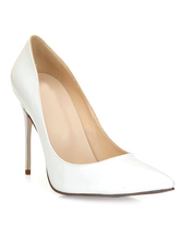Sleek & Sexy White Leather Pointy Toe Stiletto Shoes - Milanoo.com