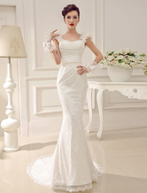 Sweetheart Neck Court Train Lace Flower Sequin Bridal Wedding Gown With Sash Milanoo