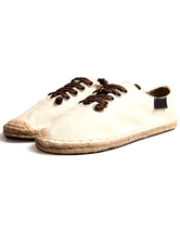 flat round lace up canvas shoes