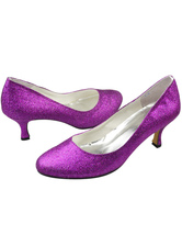 Sparkling Purple Kitten Heel Round Toe Shoes For Bride - Milanoo.com