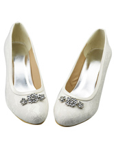 Ivory Kitten Heel Round Toe Lace Bridal Shoes - Milanoo.com