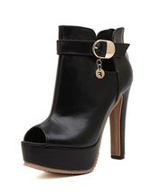peep toe chunky heel bootie