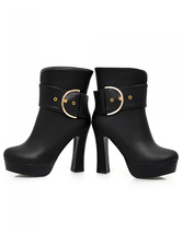 round toe chunky heel booties