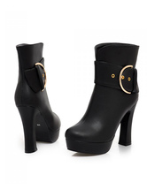 round toe chunky heel booties